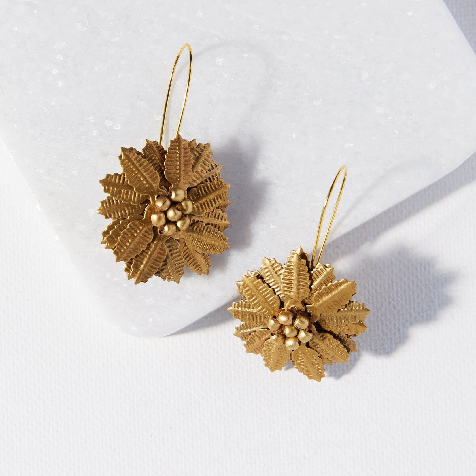 Ink + Alloy Brass Flower Drop Earring