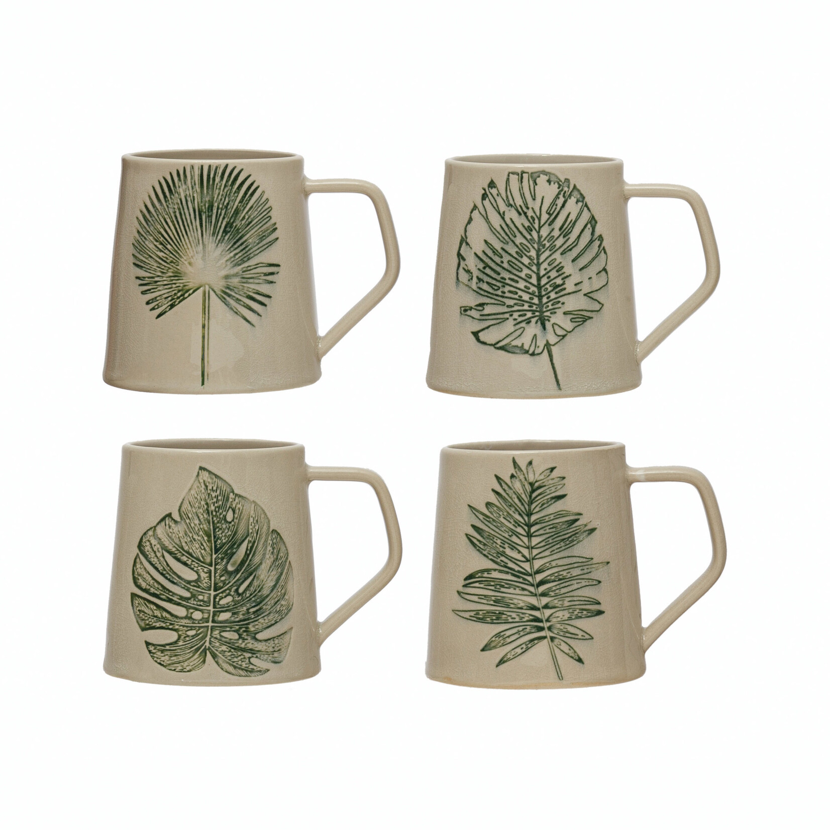 Stoneware Mug with Debossed Leaf, 14 oz.