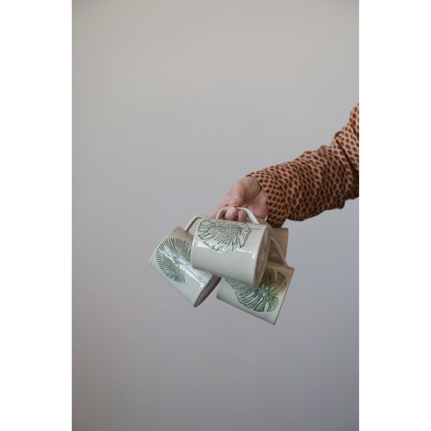 Stoneware Mug with Debossed Leaf, 14 oz.