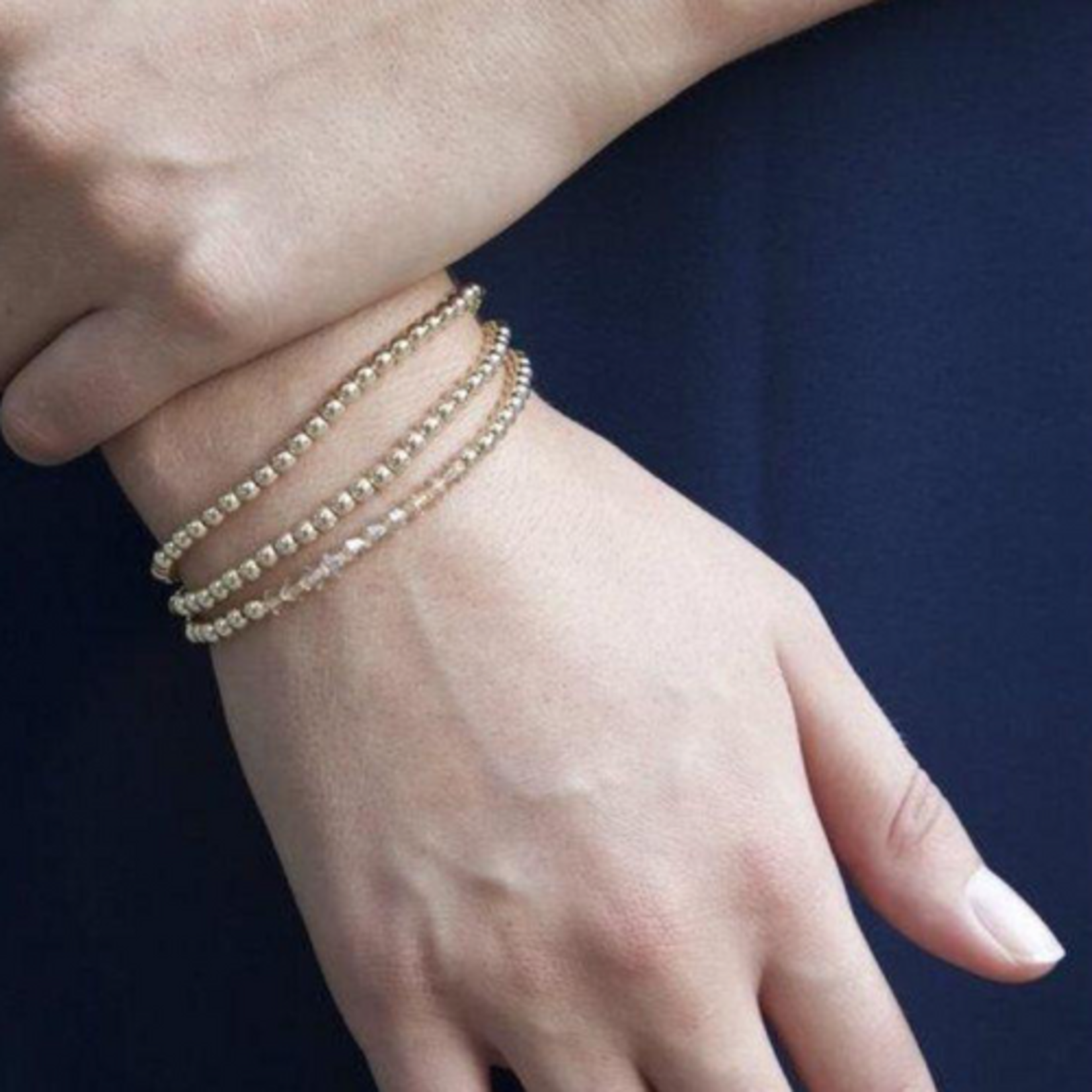 E Newton Classic Gold 4mm Bead Bracelet