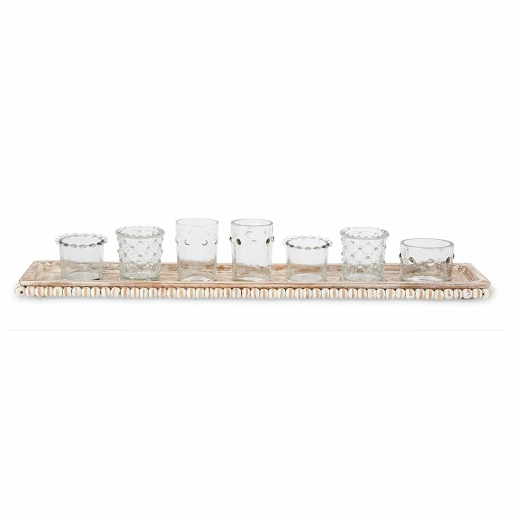 Mudpie Hobnail Votive Holders on Beaded Tray