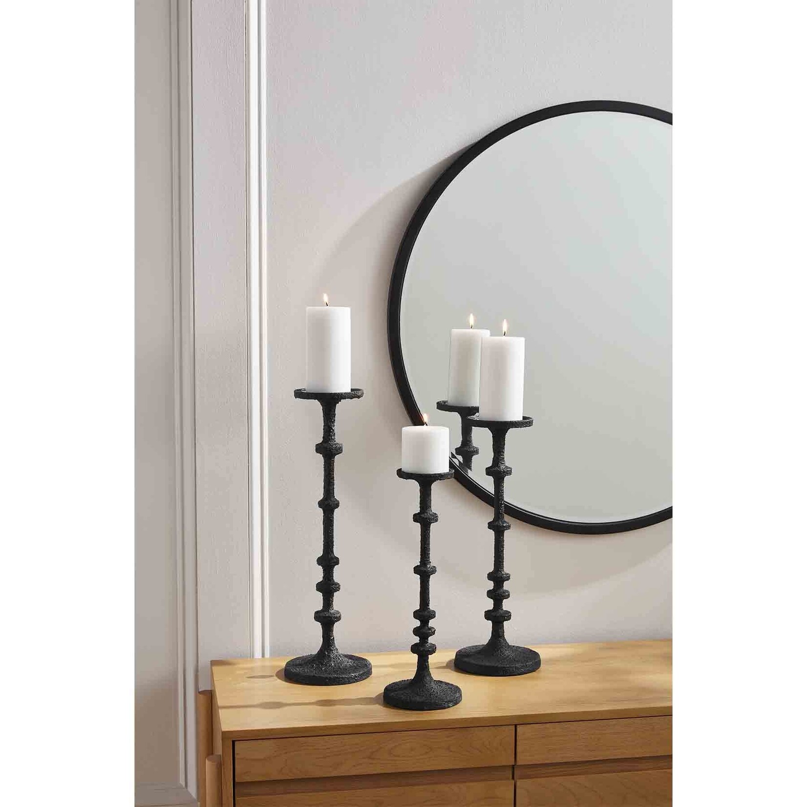 Mudpie Black Candlestick, Medium