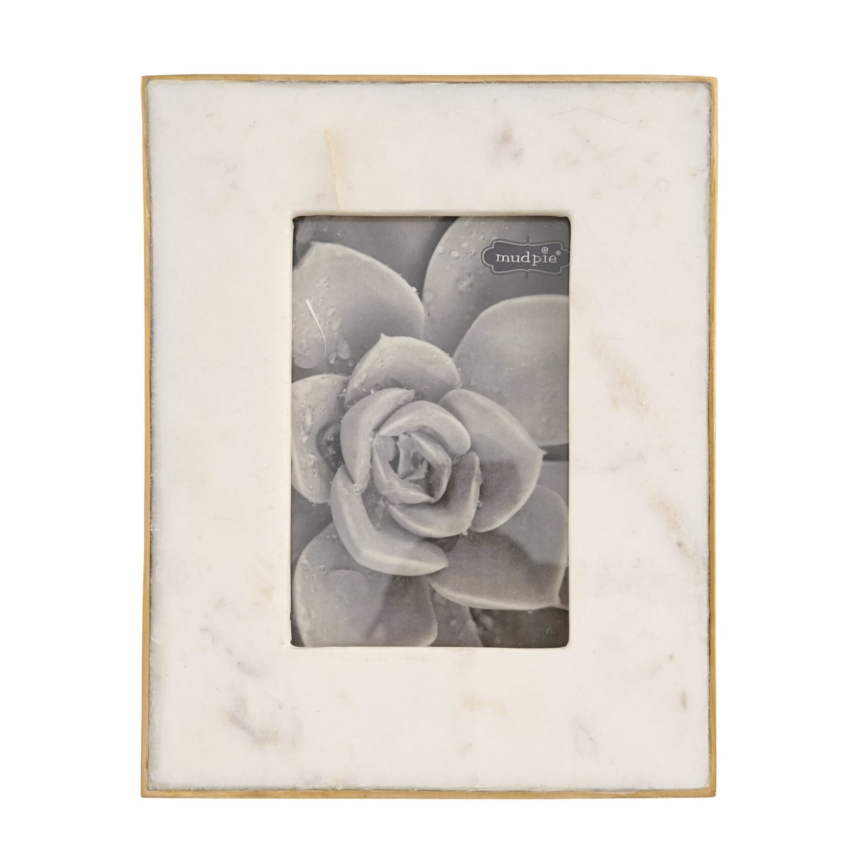 Mudpie White Marble Frame with Gold Rim, 5x7