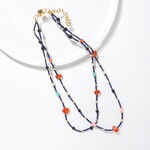 Ink + Alloy Double Strand Mix Bead Necklace,