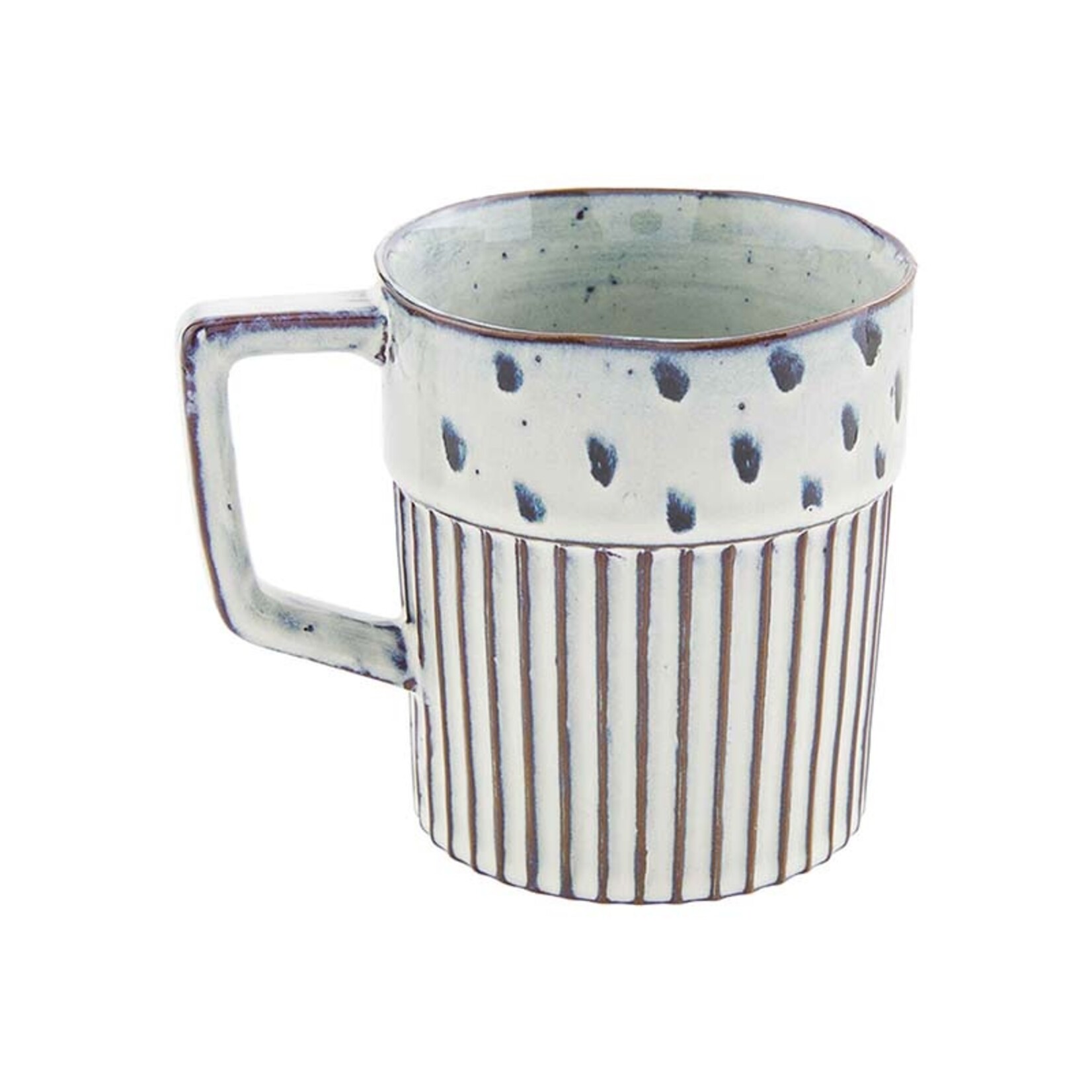 Mudpie Dot Ribbed Reactive Black Mug