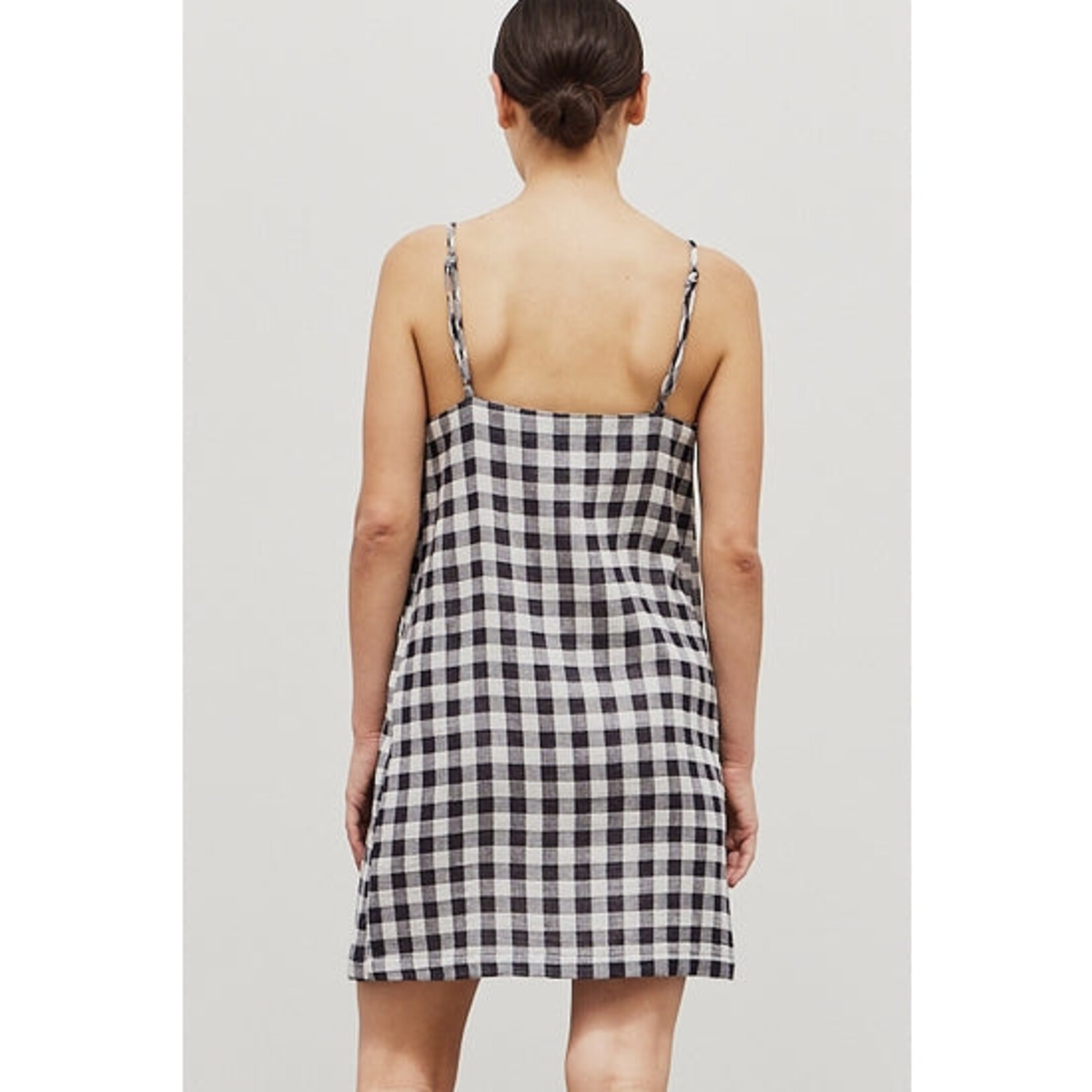 Grade & Gather Gingham Linen Blend Mini Dress