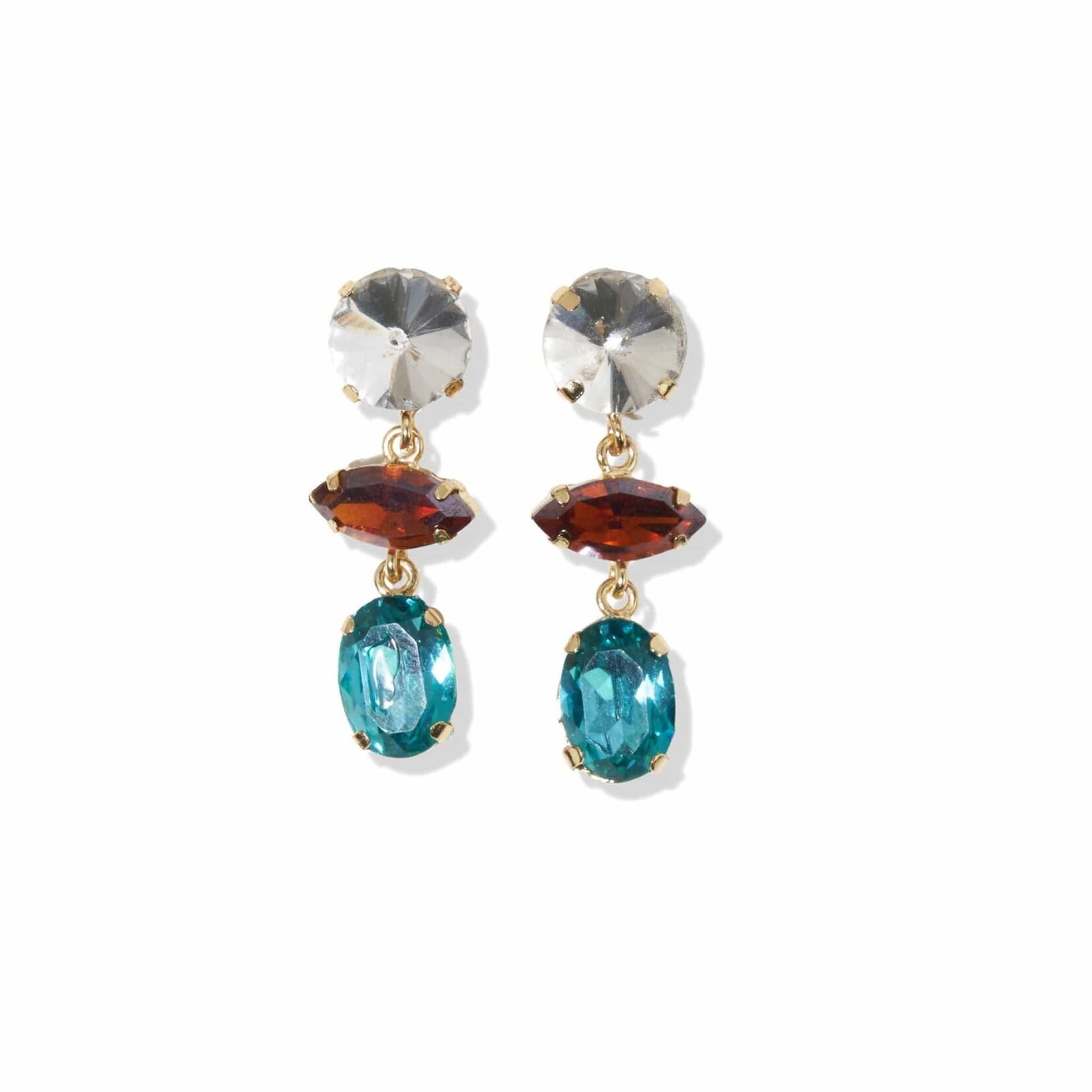 Ink + Alloy 3 Tier Crystal Post Earring