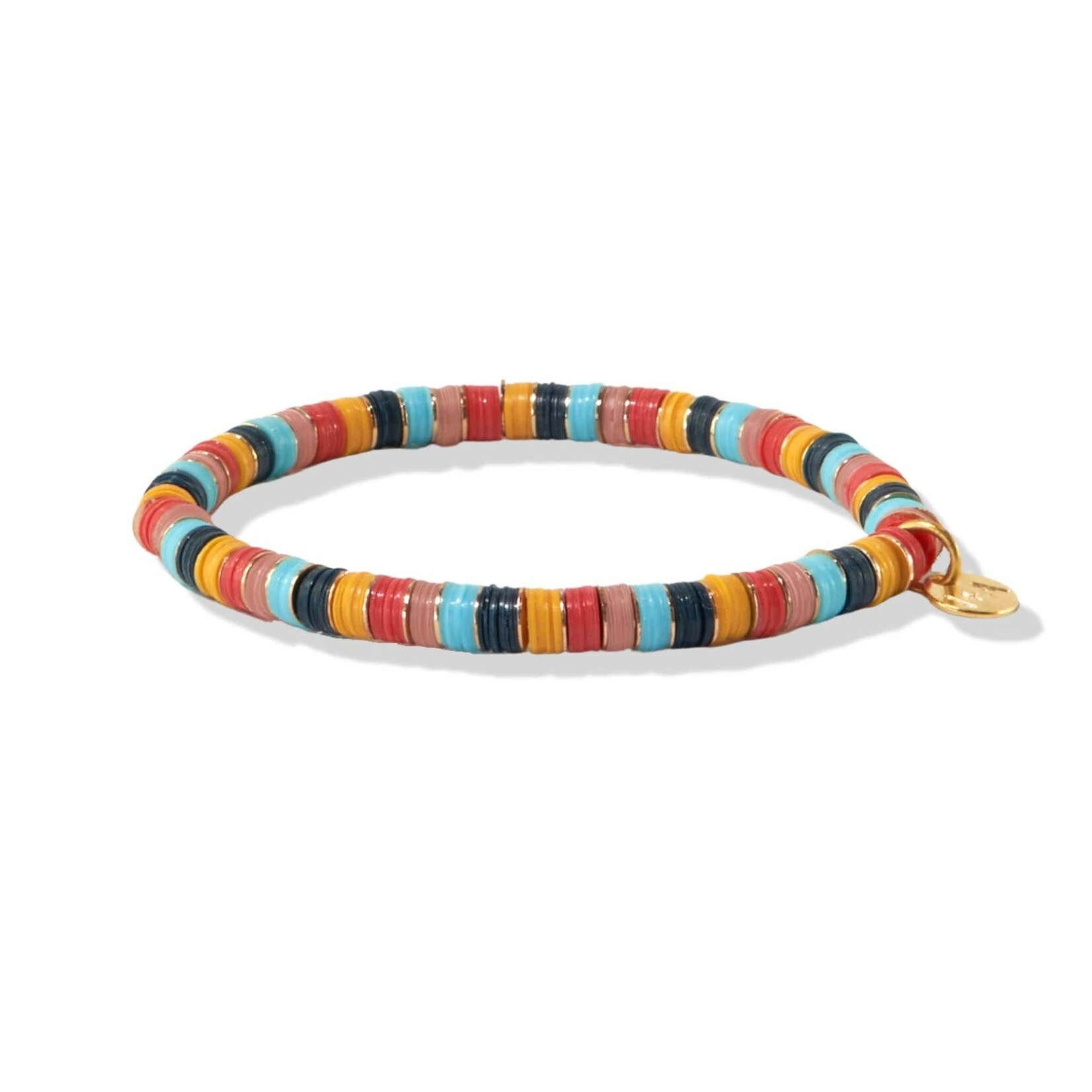 Ink + Alloy Disk Bead Stretch Bracelet