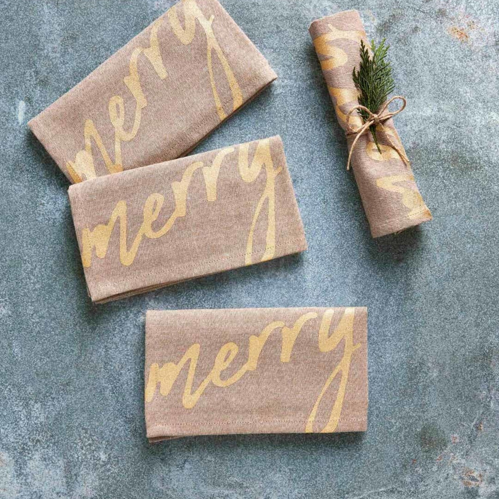 Mudpie Gold Merry Cloth Napkin Set