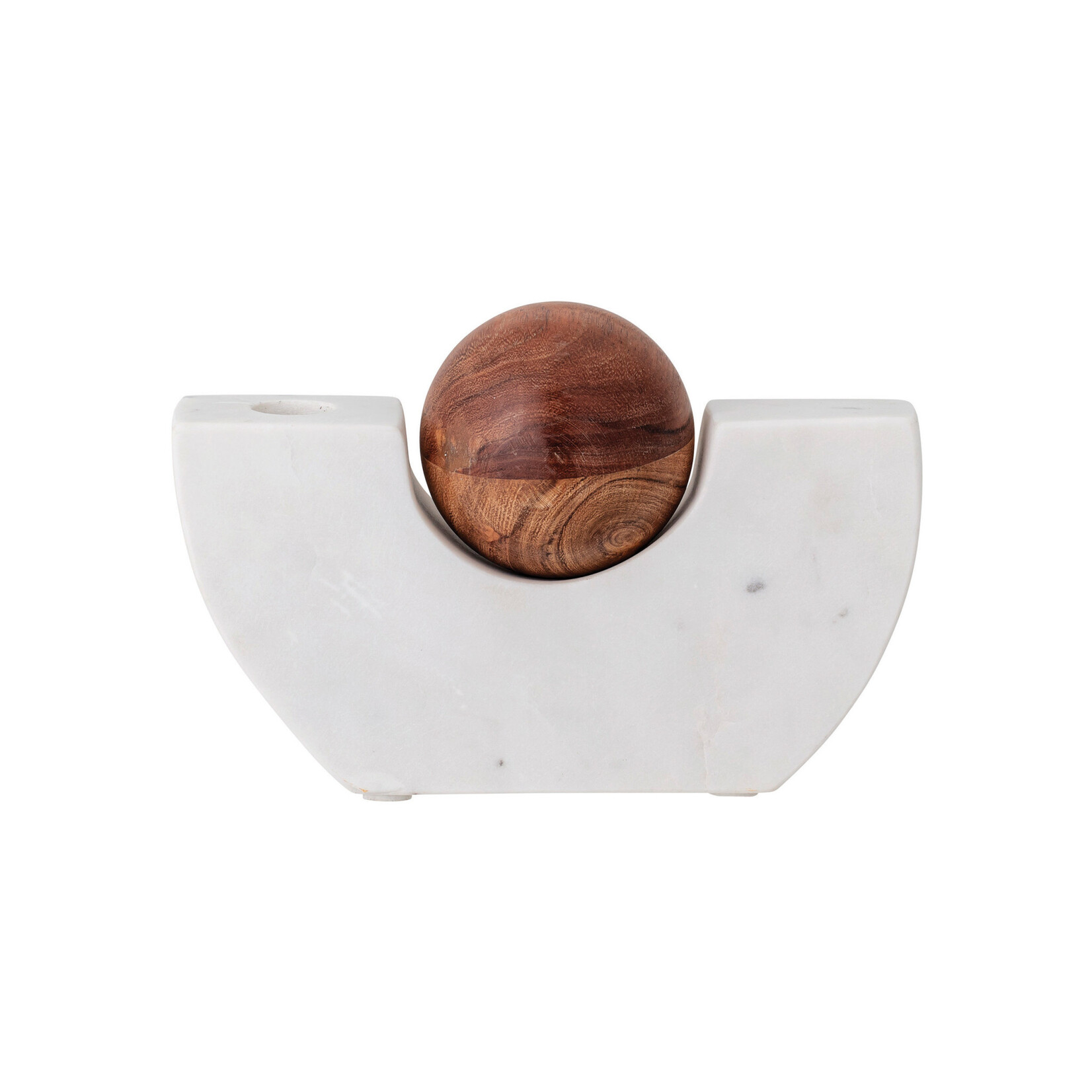 Marble Taper Holder with Wood Ball