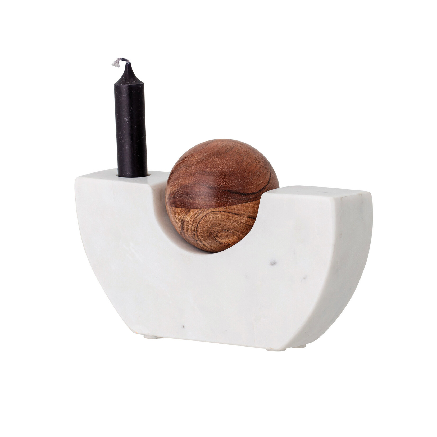 Marble Taper Holder with Wood Ball