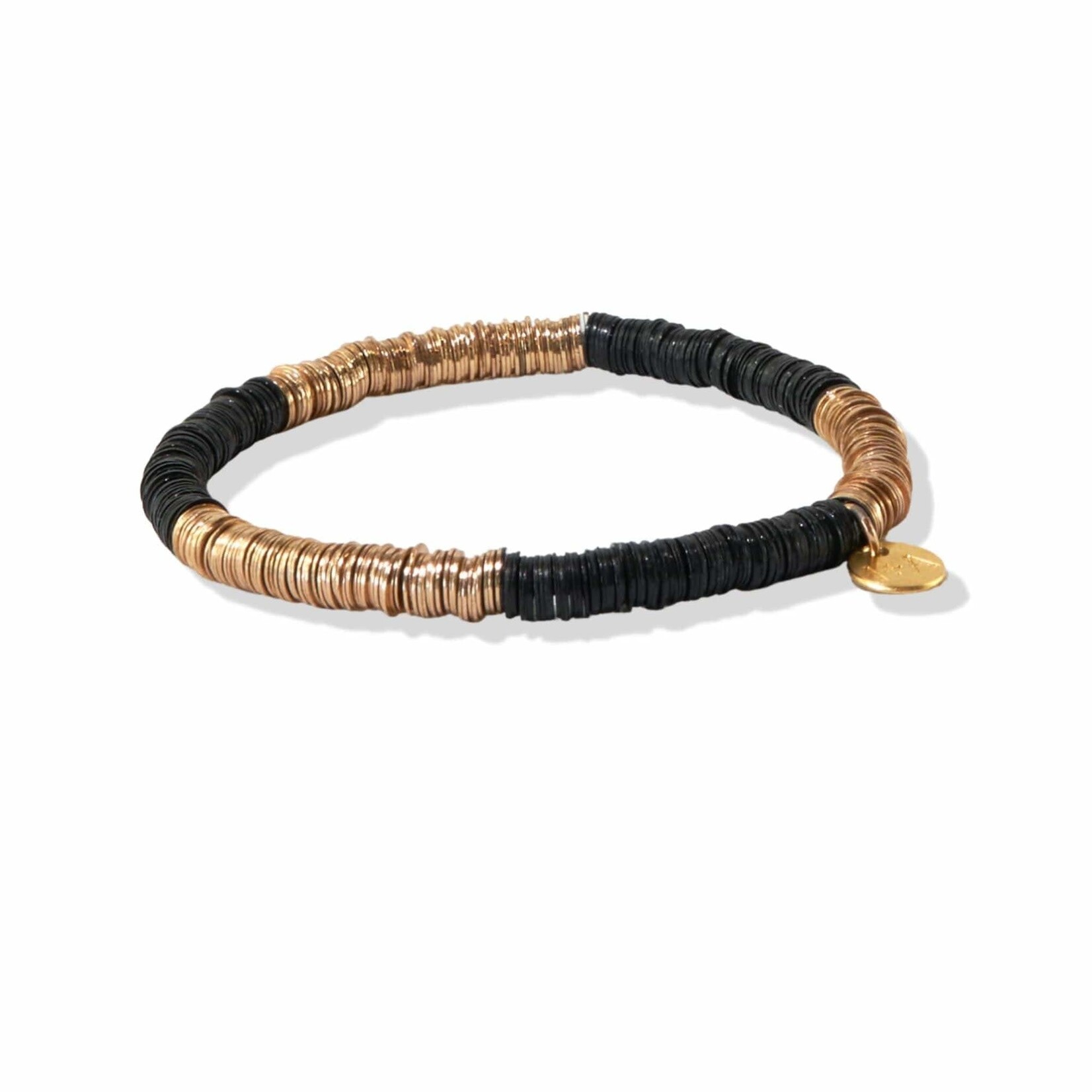 Ink + Alloy Disk Bead Stretch Bracelet