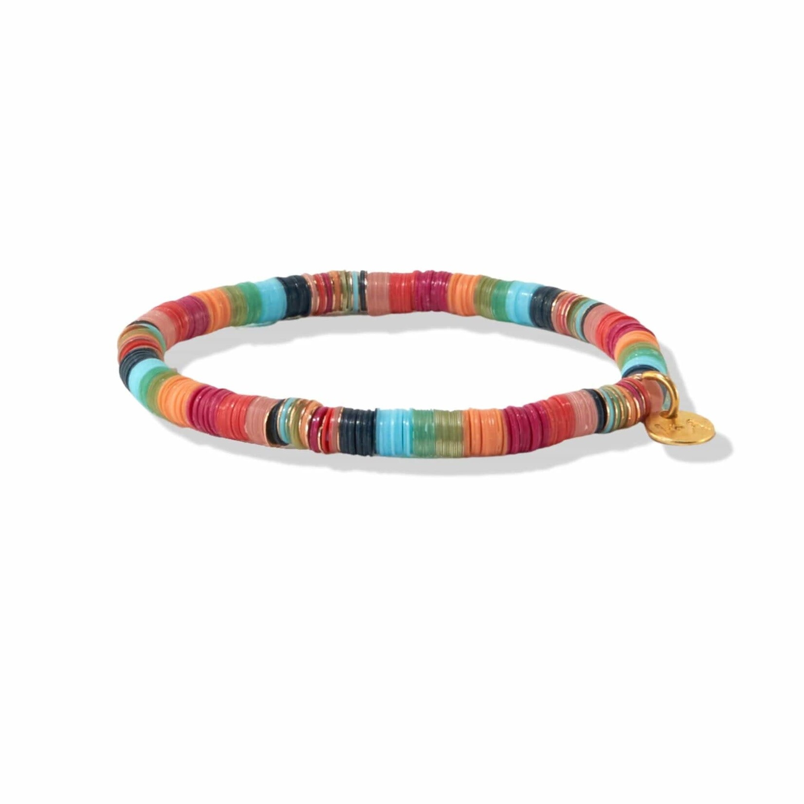 Ink + Alloy Disk Bead Stretch Bracelet