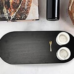 Long Wood Tray w Marble Bowls & Gold Spoon