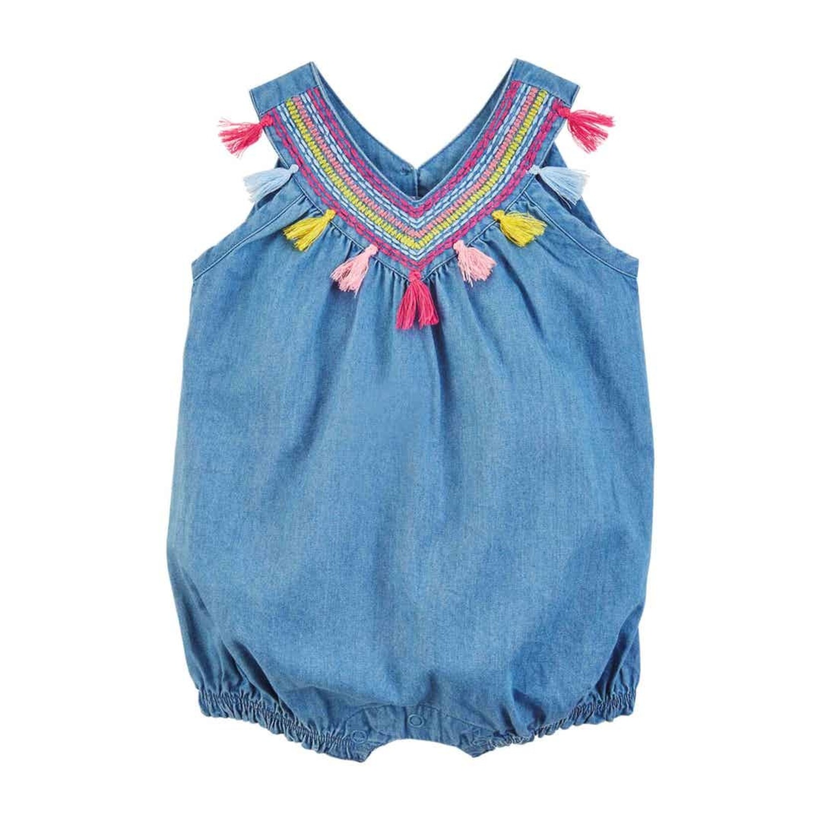 Mudpie Tassel Chambray Romper