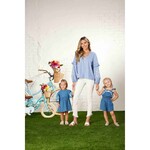 Mudpie Denim Embroidered Ruffle Romper