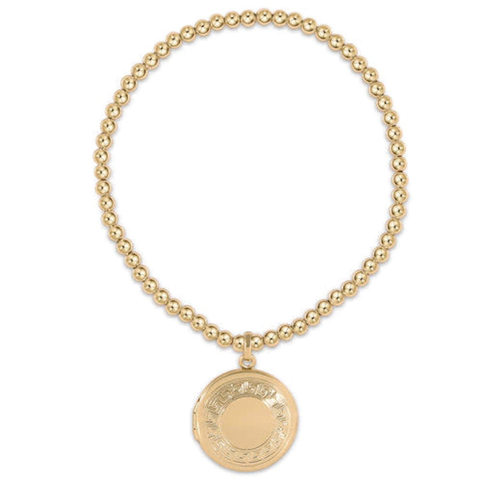 E Newton Classic Gold 3mm Bead Bracelet - locket