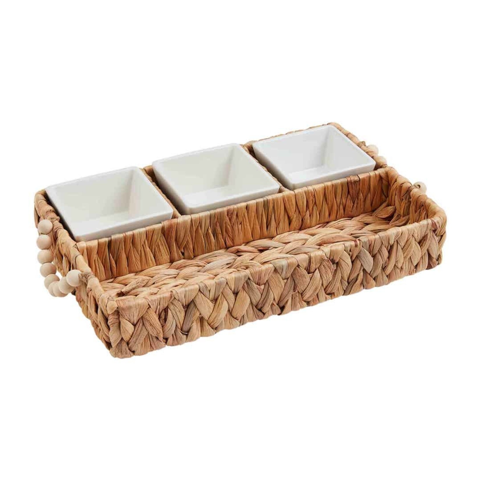 Mudpie Hyacinth Tray with Dip Cup Set