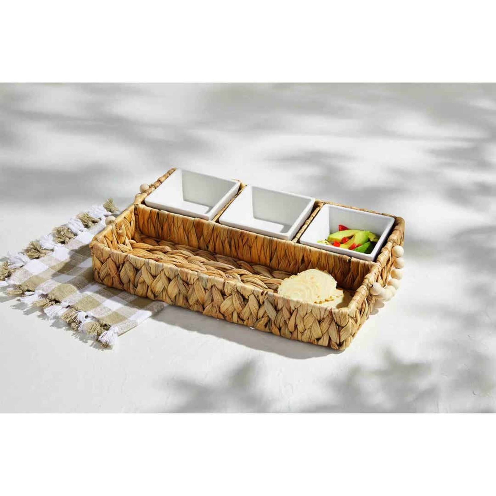Mudpie Hyacinth Tray with Dip Cup Set