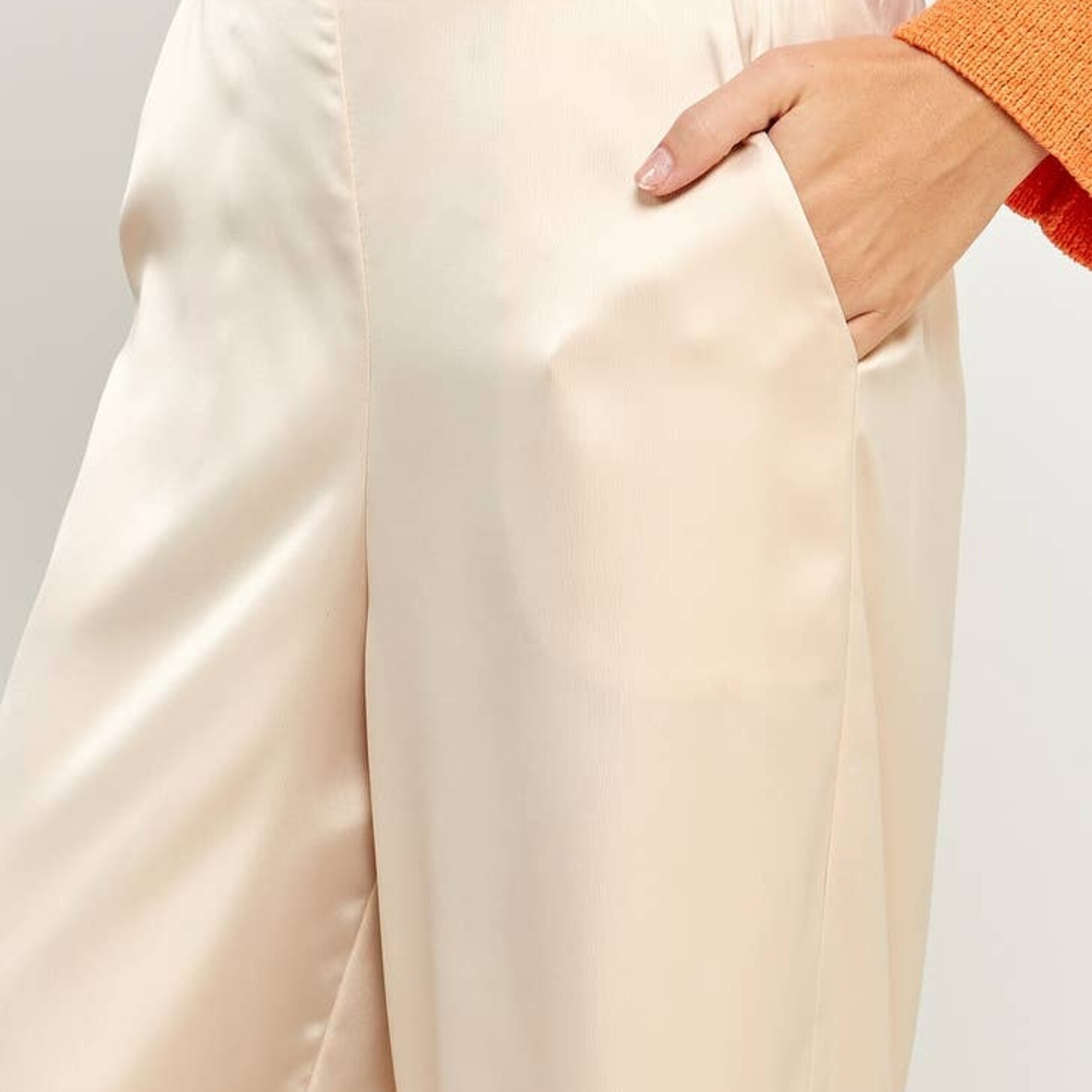 Satin Straight Cropped Wide Pants