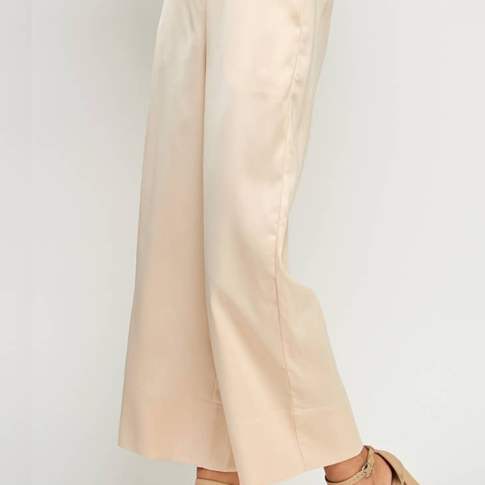 Satin Straight Cropped Wide Pants