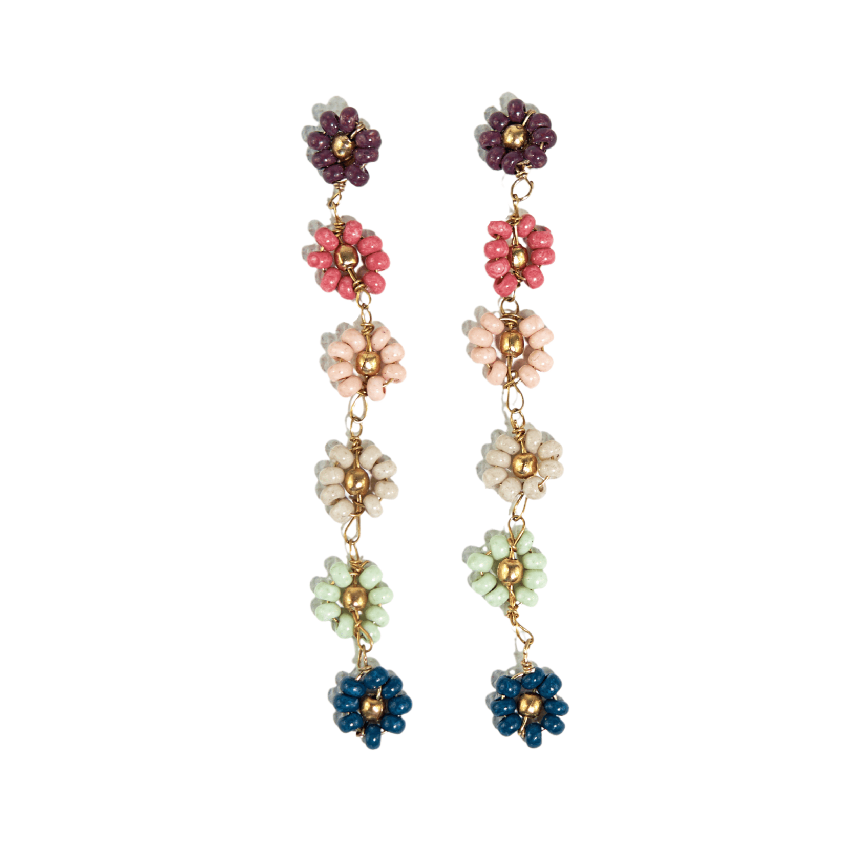Ink + Alloy Flower Beaded Dangle Earrings