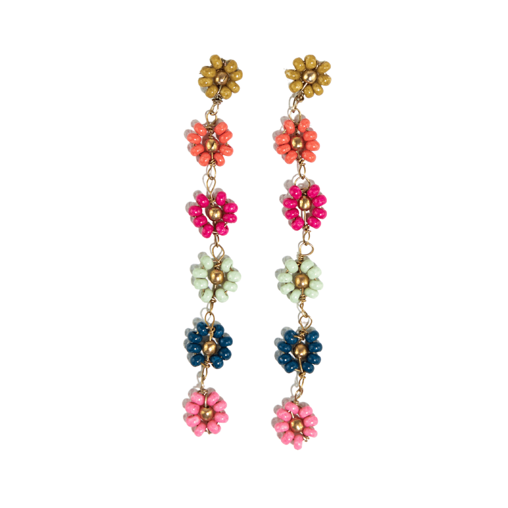 Ink + Alloy Flower Beaded Dangle Earrings