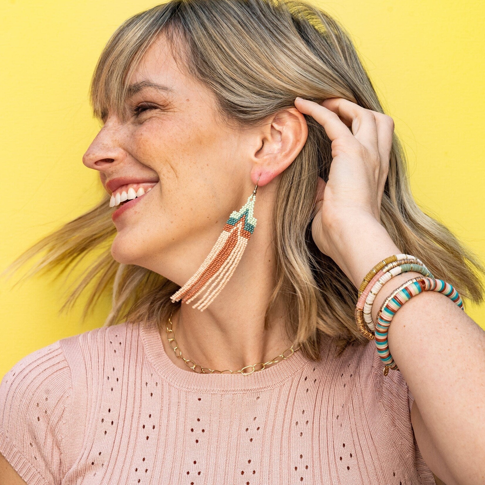 Ink + Alloy Peak Beaded Fringe Earrings