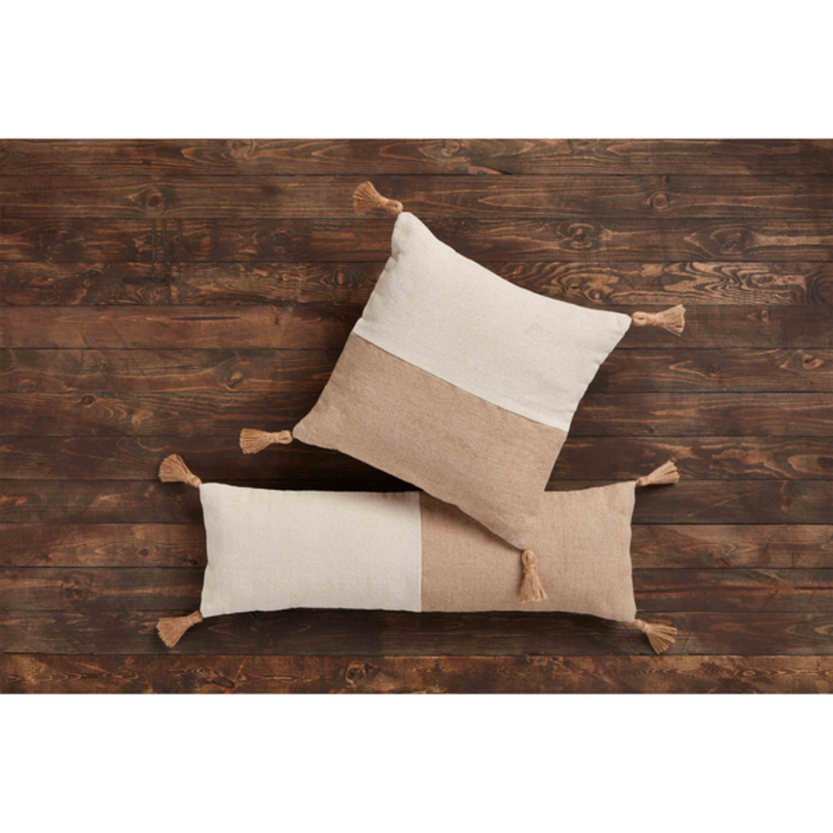 Mudpie Square Jute Long Tassel Pillow