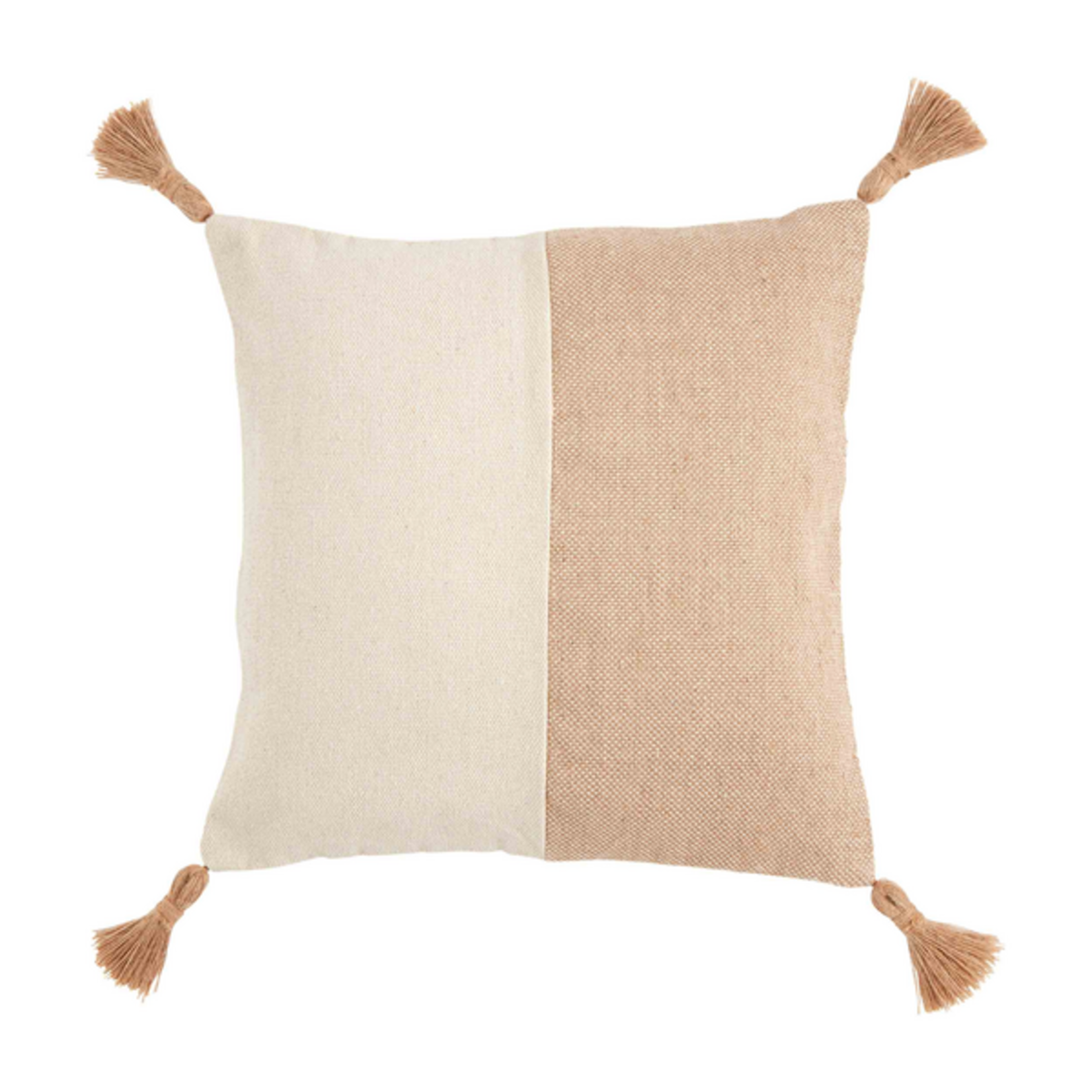 Mudpie Square Jute Long Tassel Pillow