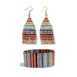 Ink + Alloy Striped Beaded Earrings + Bracelet Set