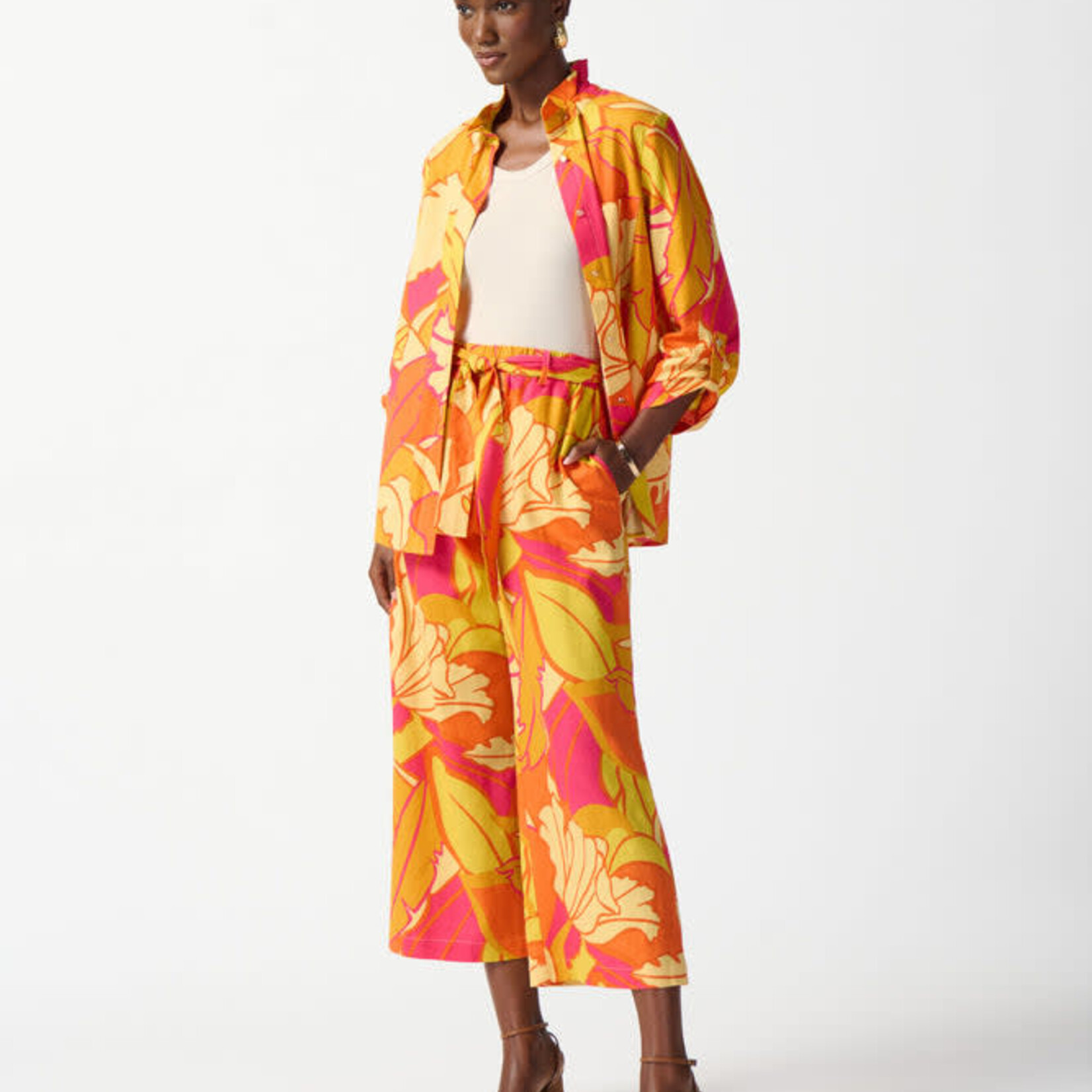 Joseph Ribkoff Tropical Wide Leg Crop