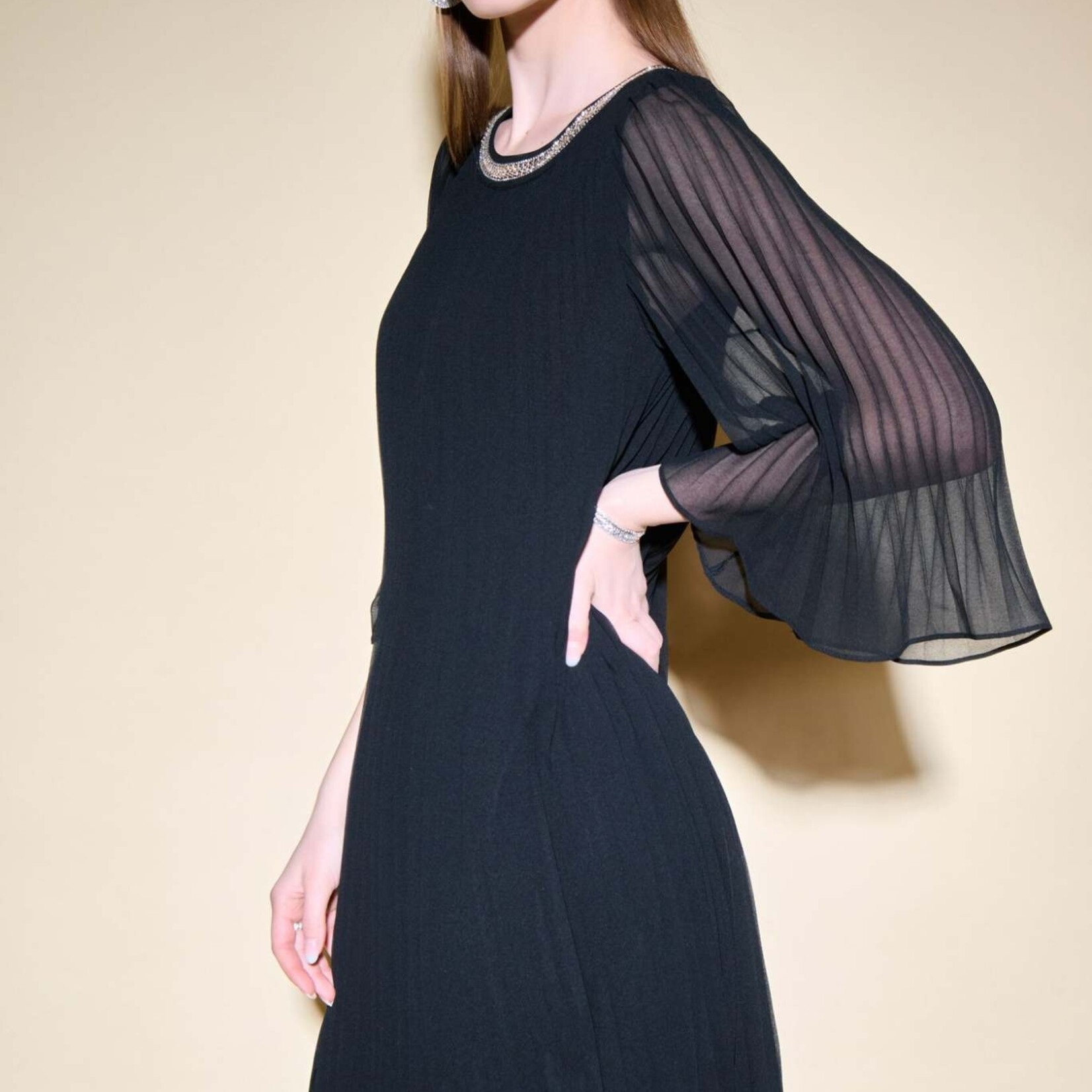 Joseph Ribkoff Pleated Chiffon Dress