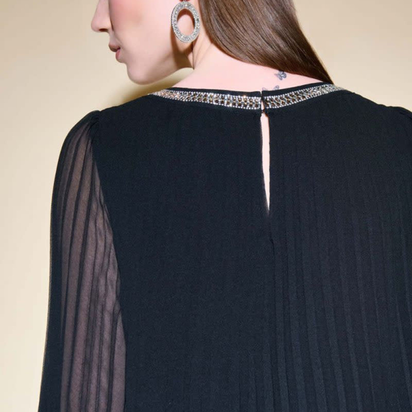Joseph Ribkoff Pleated Chiffon Dress