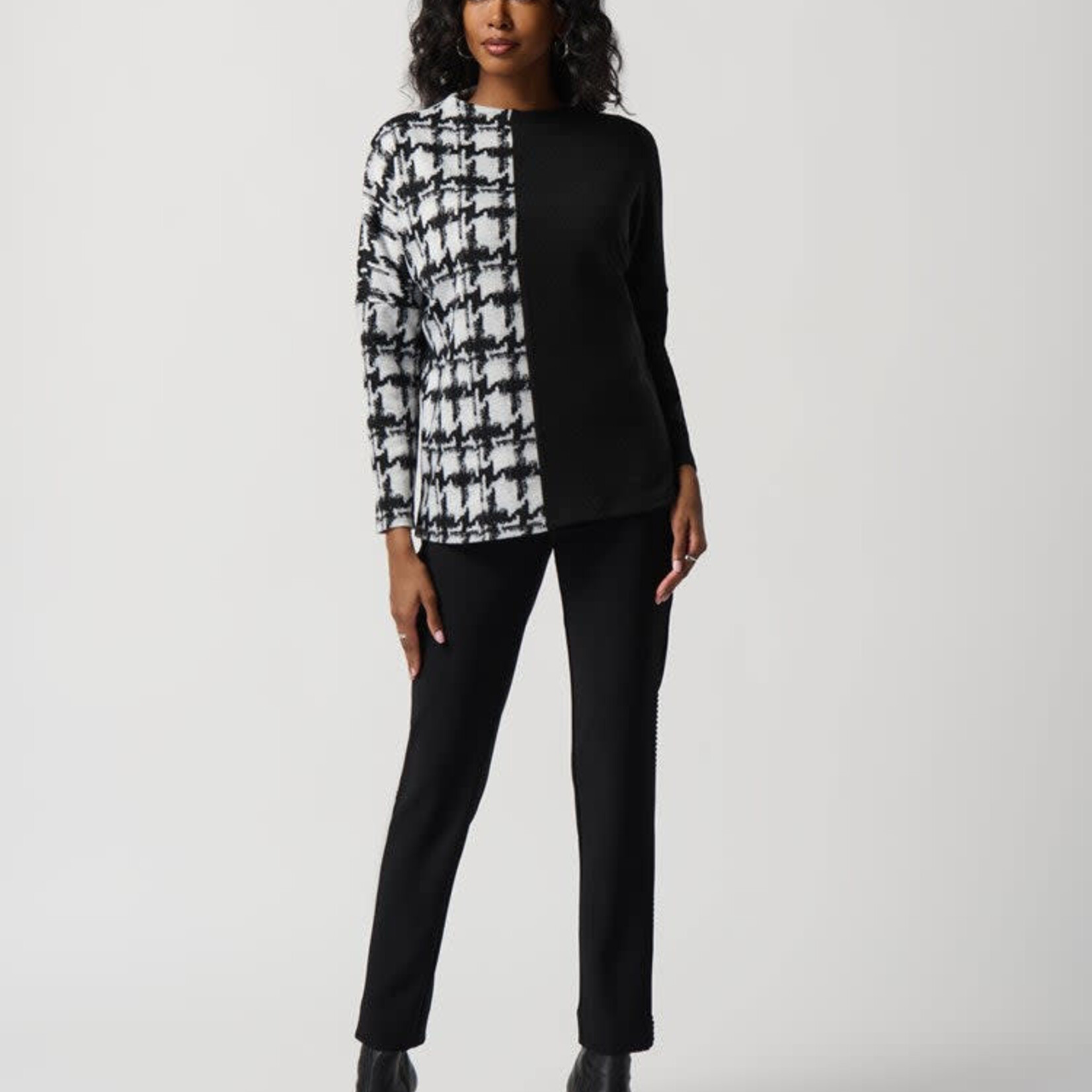 Joseph Ribkoff Color Block Boxy Houndstooth Top