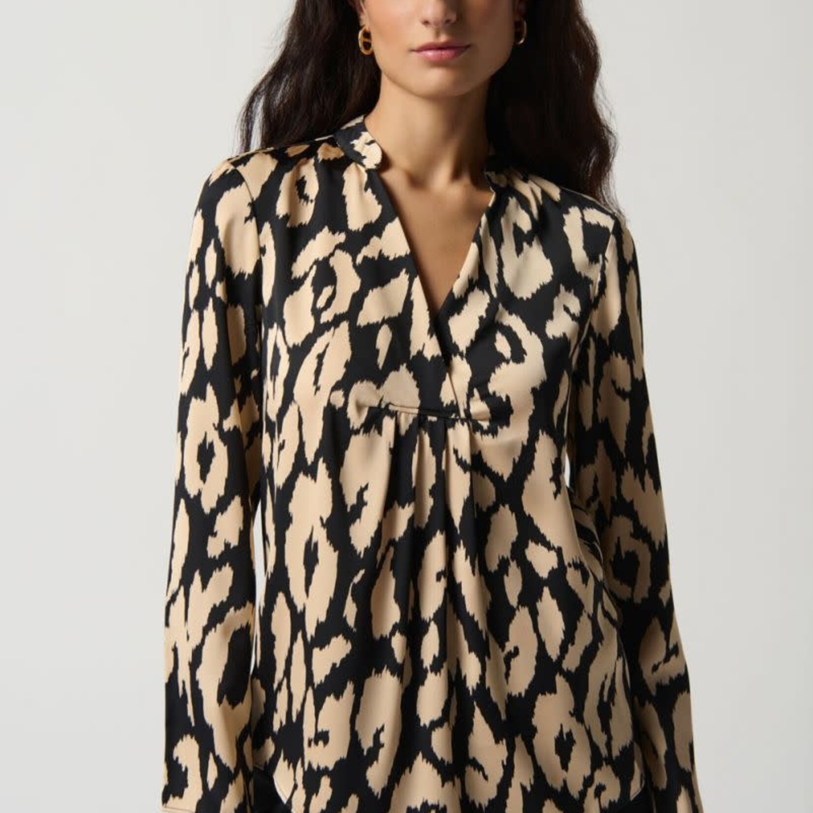 Joseph Ribkoff Satin Animal Print Flare Top