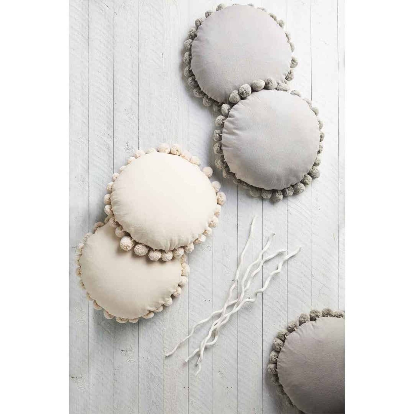 Mudpie Round Pom Pillow
