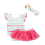 Mudpie Reversible Fish/Stripe Swimsuit with Tutu