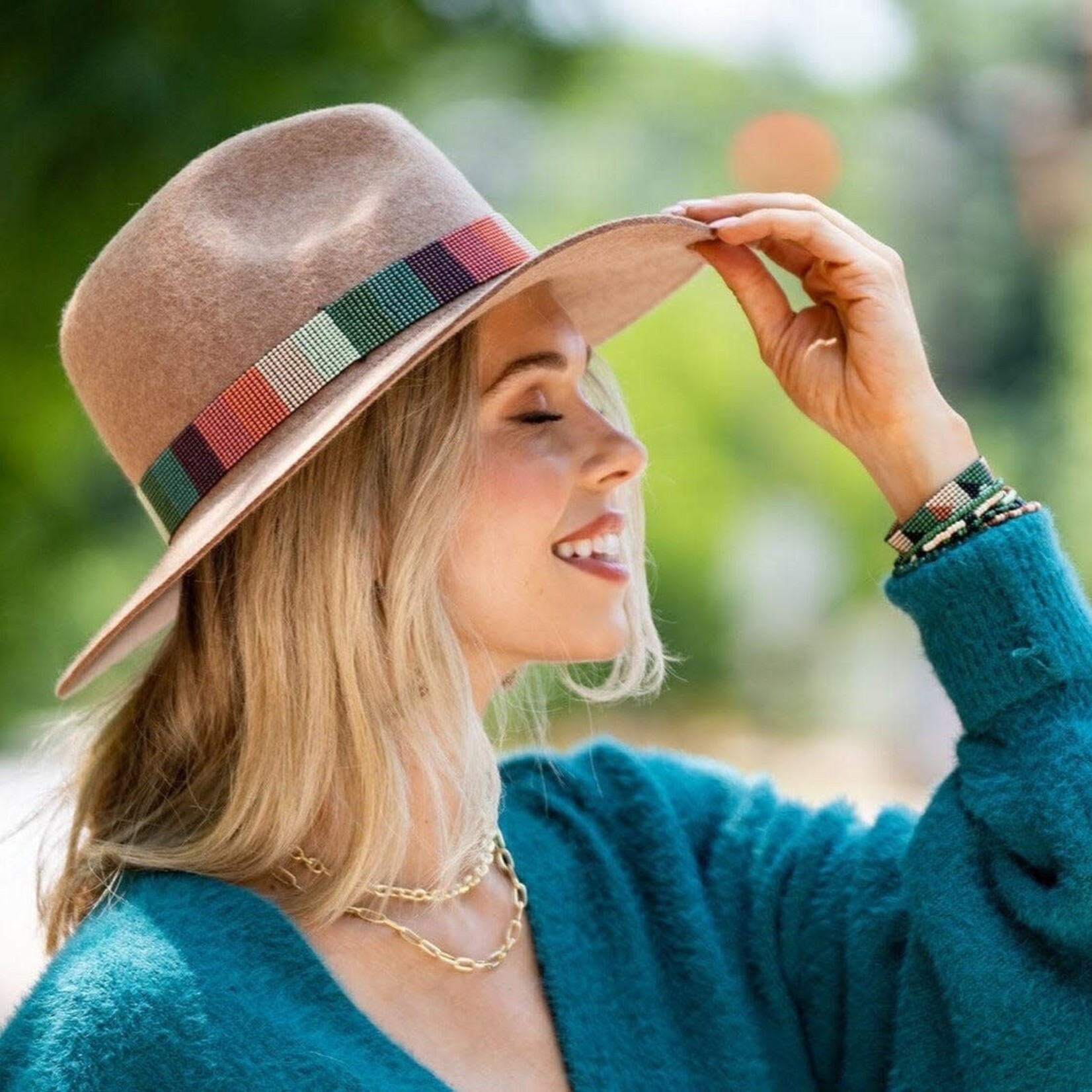 Ink + Alloy Ryan Striped Beaded Stretch Hat Band