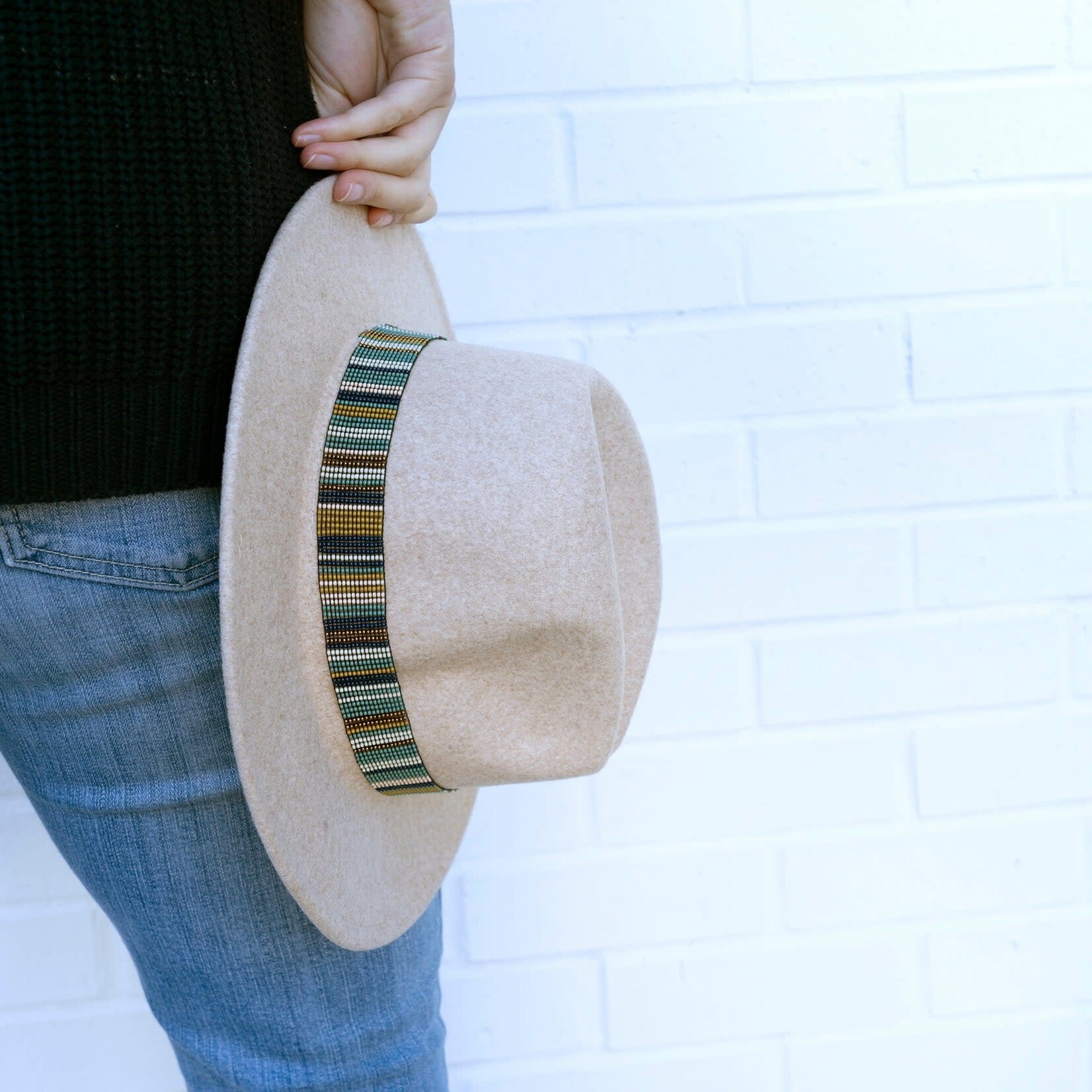 Ink + Alloy Ryan Striped Beaded Stretch Hat Band