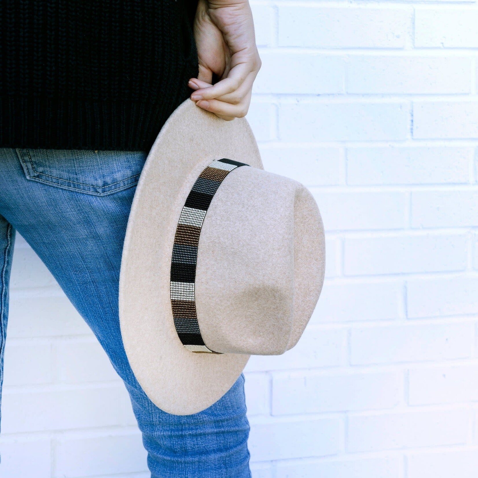 Ink + Alloy Ryan Striped Beaded Stretch Hat Band