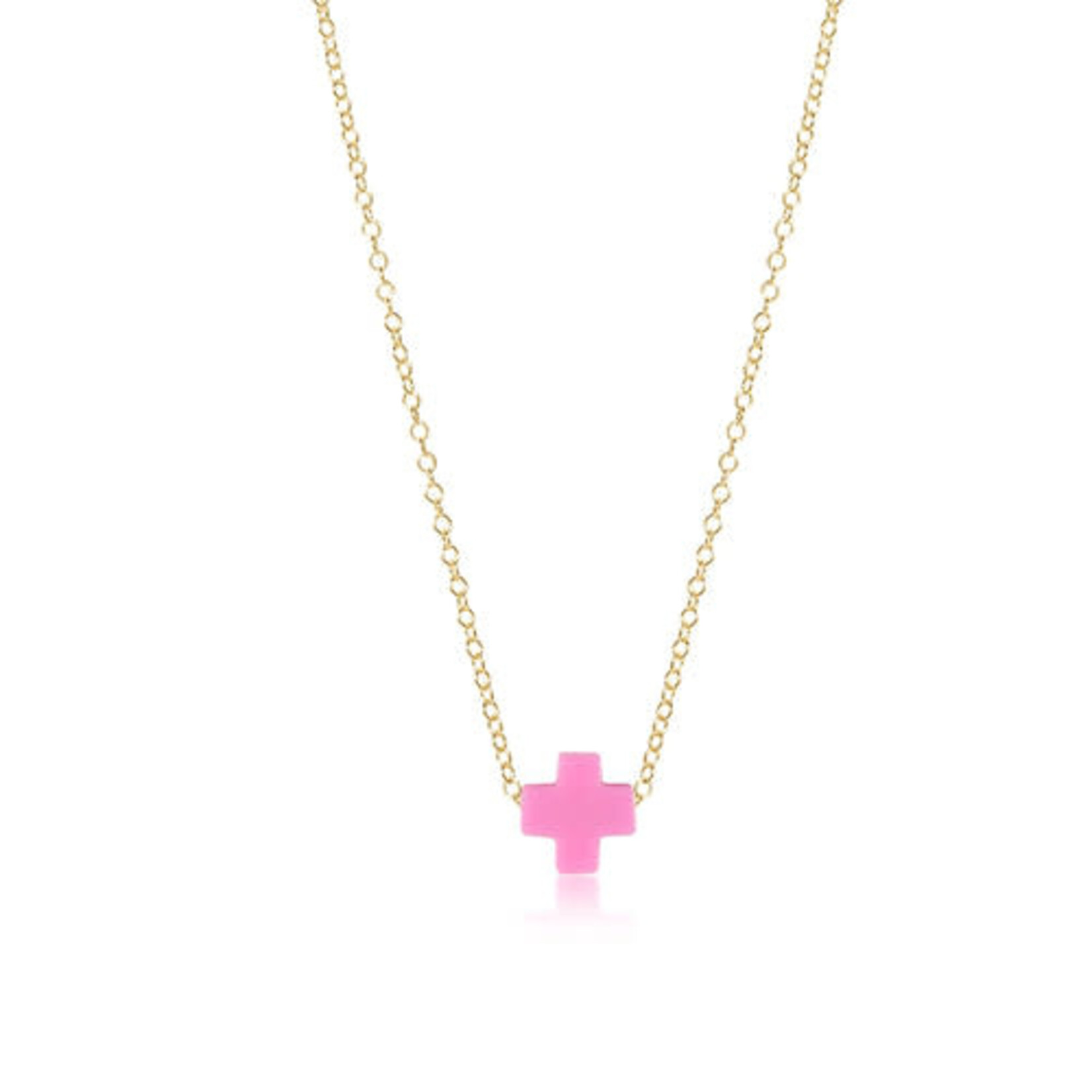 E Newton 16 in Gold Necklace Signature Cross