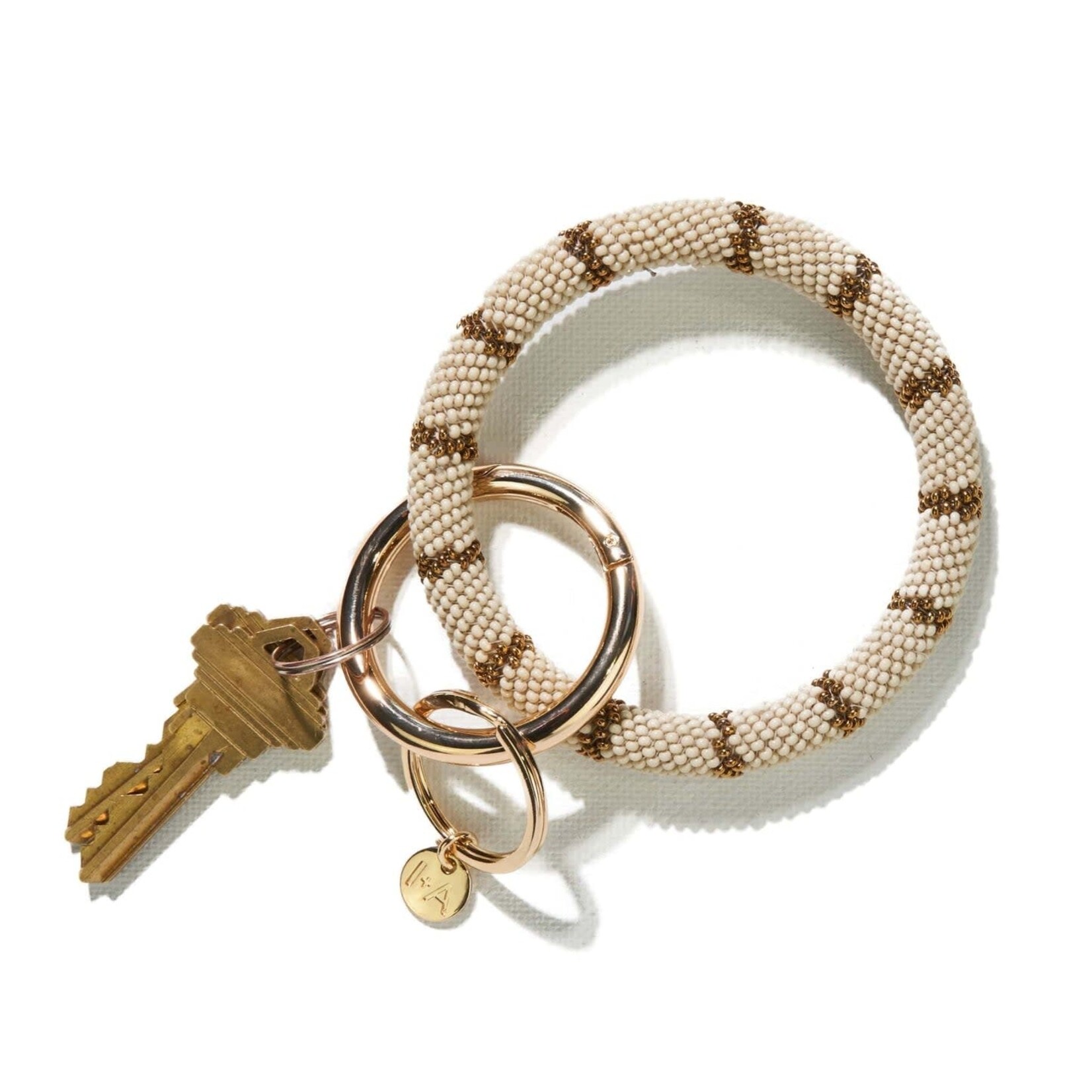 Ink + Alloy Chloe Seed Bead Key Ring Stripe
