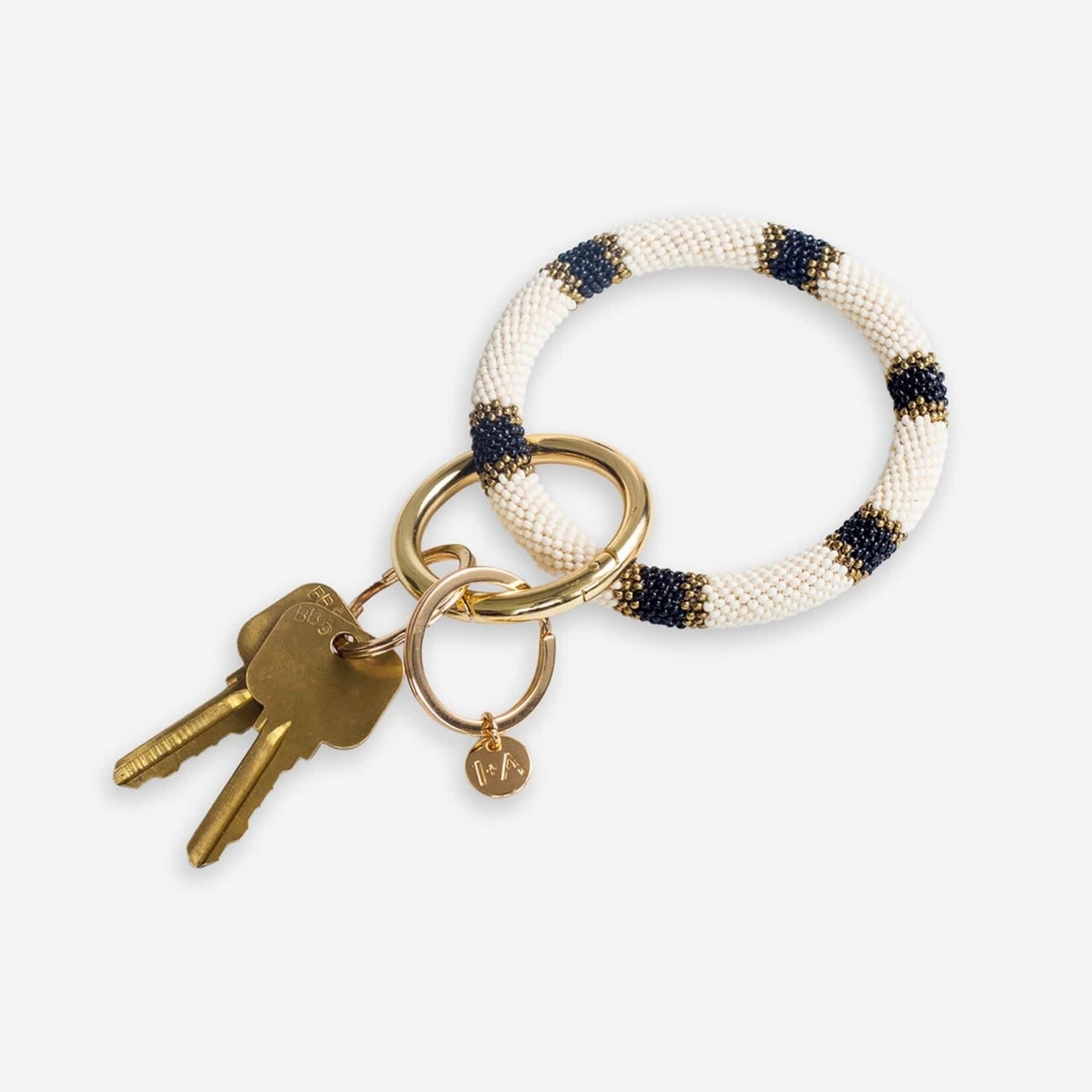 Ink + Alloy Chloe Seed Bead Key Ring Stripe