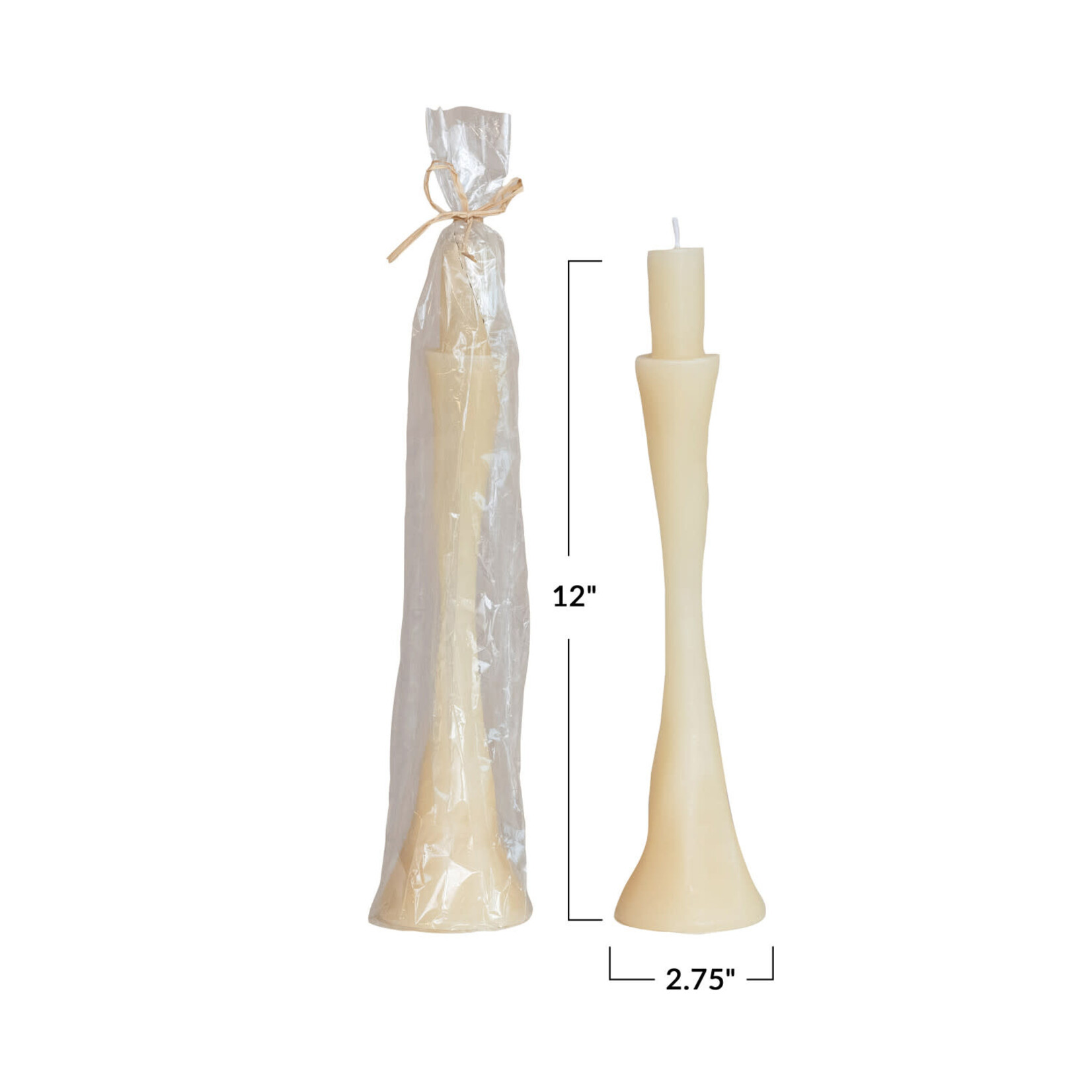 Unscented Taper Holder Shaped Candle 12in