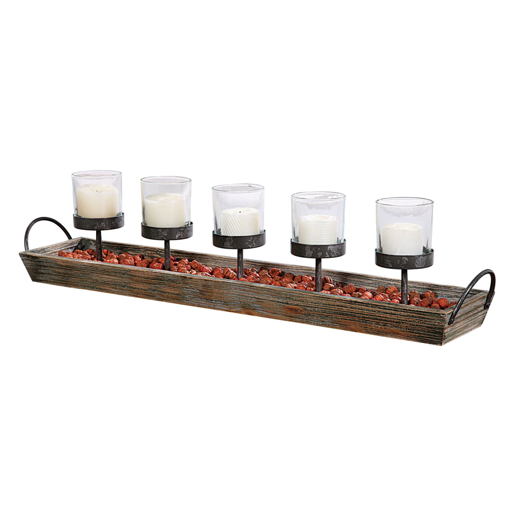 Wood + Metal Votive Holder, 5 Votives