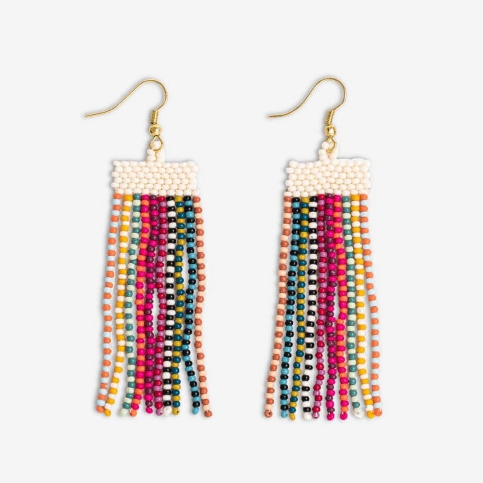 Ink + Alloy Mixed Patterns Beaded Fringe Earrings