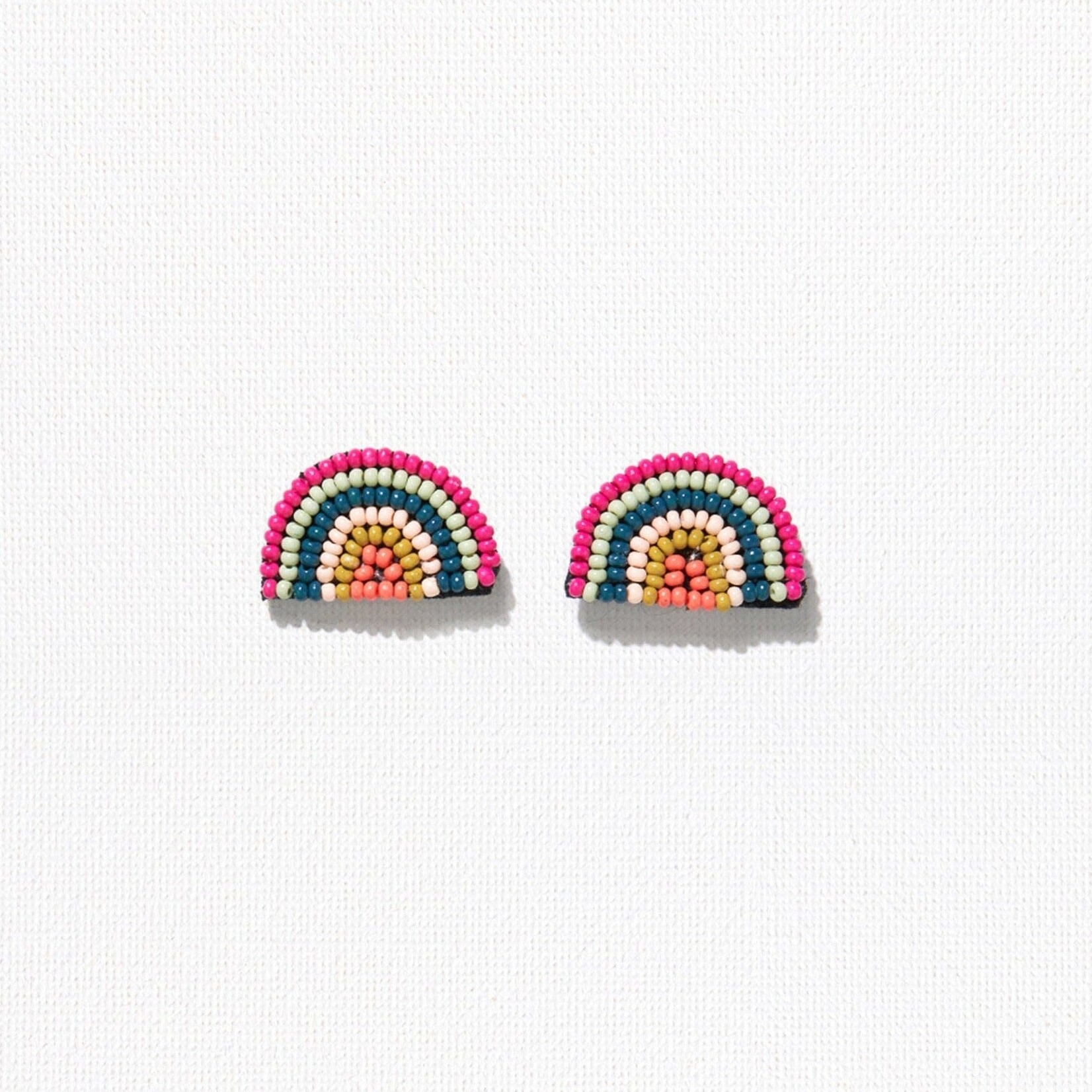 Ink + Alloy Seed Bead Rainbow Post Earring