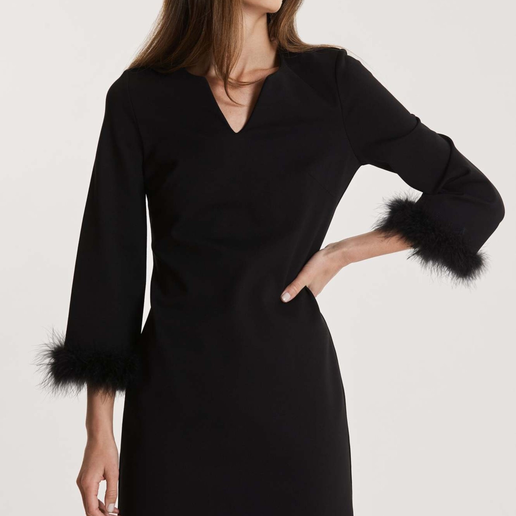 Chelsea Ponte Feather Dress