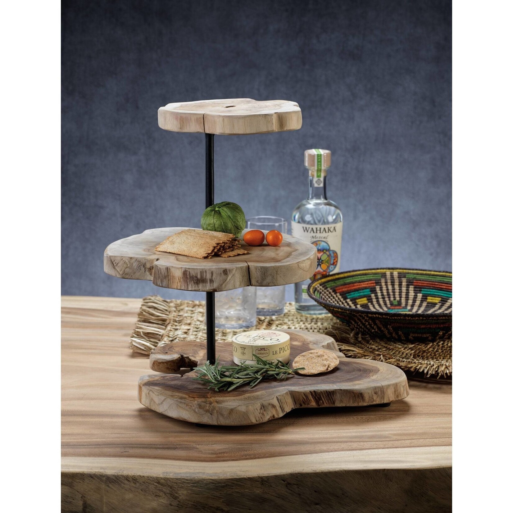 Bali Teak Root 3-Tier Serving Tray
